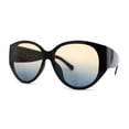 thumbnail image 2 of Womens Oversized Mod Oval Thick Temple Plastic Chic Sunglasses Black Yellow Blue, 2 of 4