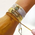 thumbnail image 3 of Vangania Pulsera manifestación 11:11 de cuero vacuno vueltas con dije dorado, 3 of 5