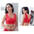 thumbnail image 6 of Sngxgn Sports Bras for Women Padded Strappy Sports Bra Seamless Mid Impact Workout Crop Tops(Red,XL), 6 of 7
