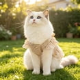 thumbnail image 2 of Striped Embroidered Pet Dress,19.68In Chest 15.74In Back Fit 13-17Lb Dogs Large Cats Hidden Built-In Leash Attachment Spring Daily Walking Photo Outfit with Double Layer Bow Decor, 2 of 8