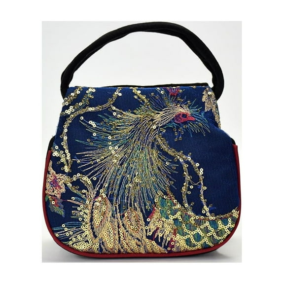 WIZUTIZ Women Sequins Ethnic Wind Canvas Embroidery Portable Package for Women Womens Messenger Bags Womens Crossbody Bags Medium Solid Bags Waterproof Durable Bag 1 PC Blue