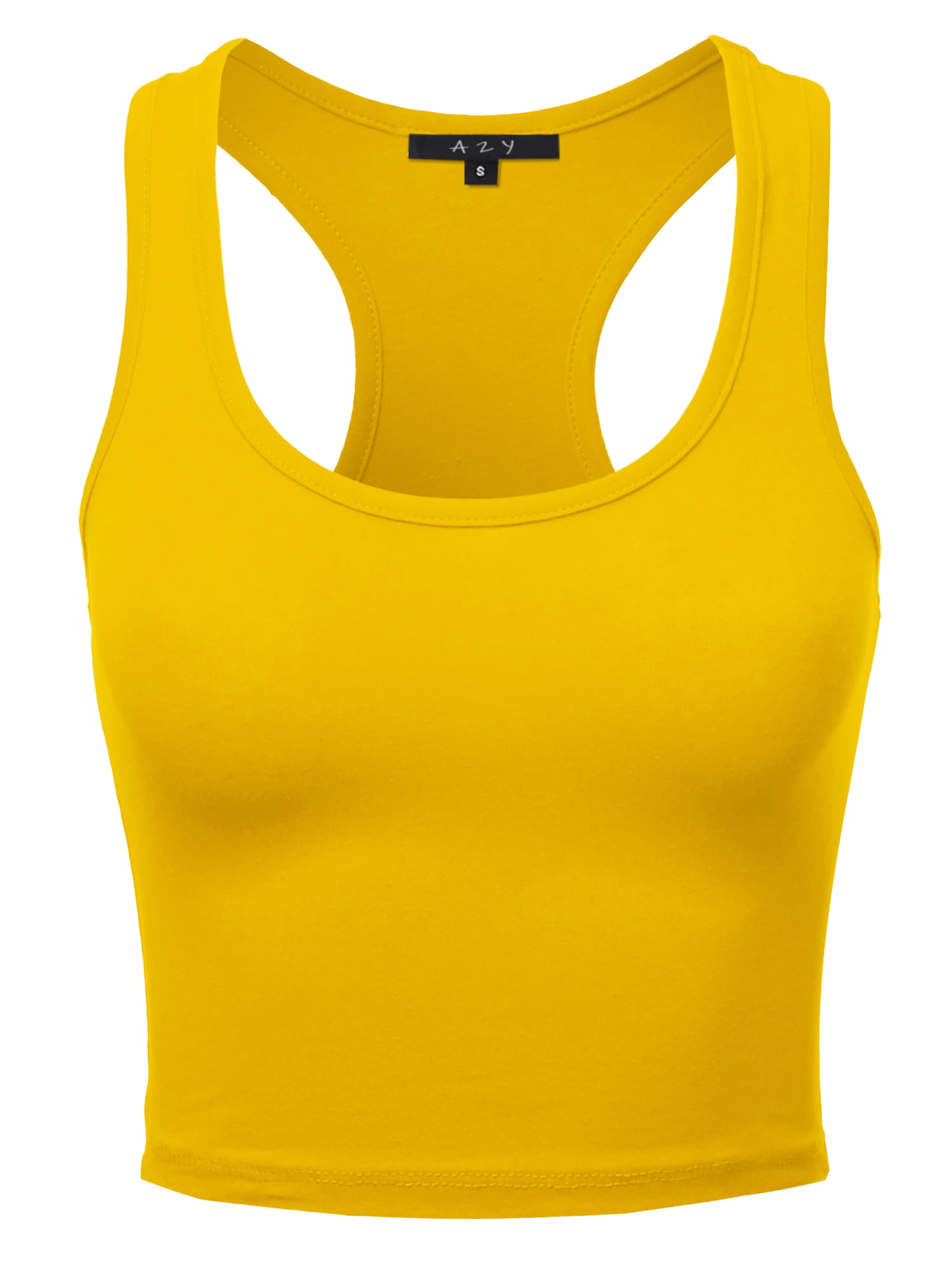 Inspiration Fredag Forkert A2Y Women's Basic Cotton Casual Scoop Neck Sleeveless Cropped Racerback Tank  Tops Yellow S - Walmart.com