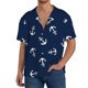 thumbnail image 1 of Balery Nautical Themed Simple Anchors Camisa Casual de Manga Corta con Botones para Hombre, Texturizada, Estilo Cubano, para Playa, Verano-X-Large, 1 of 5