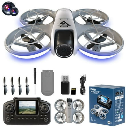 Rvkxad Drone with Camera, ESC Remote Control Drone with Cool Lights, Altitude Hold Headless Mode Drone for Boys