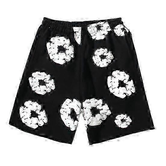 Summer Men Shorts Flower Print Drawstring Elastic Waist Loose Pockets Pleated Vacation Beach Sport Casual Homewear Short Pants 26s