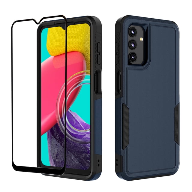 For Samsung Galaxy A03S A13 A14 A23 A32 A34 A53 A54 5G Case, 2 in 1 PC Phone Case with Screen Protector,Rubber & Rugged Shockproof 360 Full Body Protection Case Cover-Green