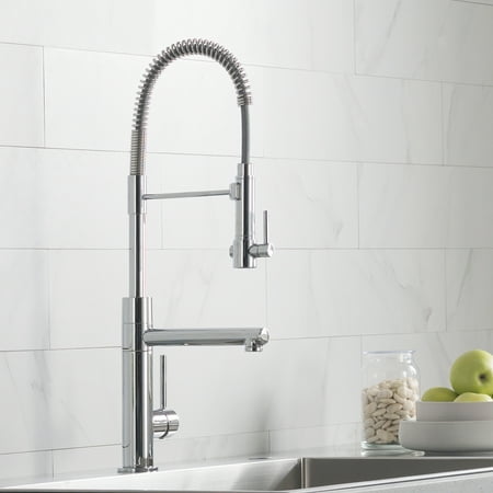 Kraus Artec Pro 2-Function Commercial Style Pre-Rinse Kitchen Faucet with Pull-Down Spring Spout and Pot Filler, Chrome Finish