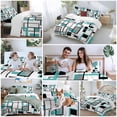 thumbnail image 6 of Retro Middle Duvet Cover Set Queen Size Ages Abstract Geometric Teal Black Square Soft Lightweight Comforter Covers 4 Piece Bedding Set with 1 Duvet Cover 1 Bed Sheet & 2 Pillow Shams, 6 of 8