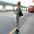 thumbnail image 4 of Women Casual Fashion Stripes Print Hoodie Dress Long Sleeve Female Loose Long Maxi DressesNEW, 4 of 6