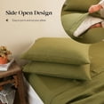 thumbnail image 5 of Simple&Opulence 100% Linen Sheet Set-Pure Linen Bedding Sheet-4 Pieces (1 Flat Sheet,1 Fitted Sheet,2 Pillowcase)-Embroidery Collection,Soft & Cozy,Cooling Bedding- King Size, Olive Green, 5 of 9