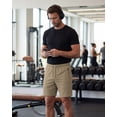 thumbnail image 5 of Athletic Shorts For Men 3 Pack Casual Shorts 8" Basketball Gym Shorts With Zipper Pockets Black, Hunter Green, Doeskin Size XL, 5 of 6