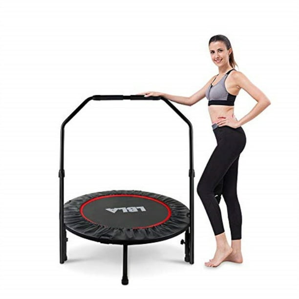 38" mini trampoline, max. load 300lbs indoor exercise trampoline with adjustable handle for