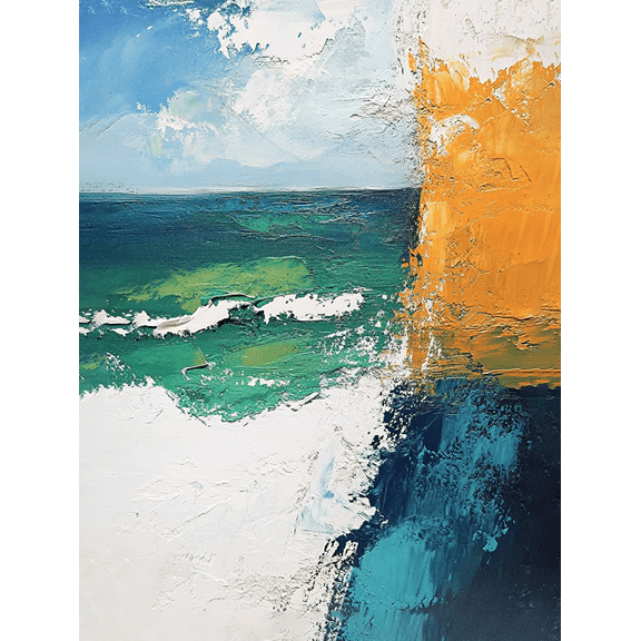 Abstract Ocean Seascape Wall Art Canvas Painting， Suitable for Living Room， Bedroom， Office， Bathroom， and Dining Room Decoration.