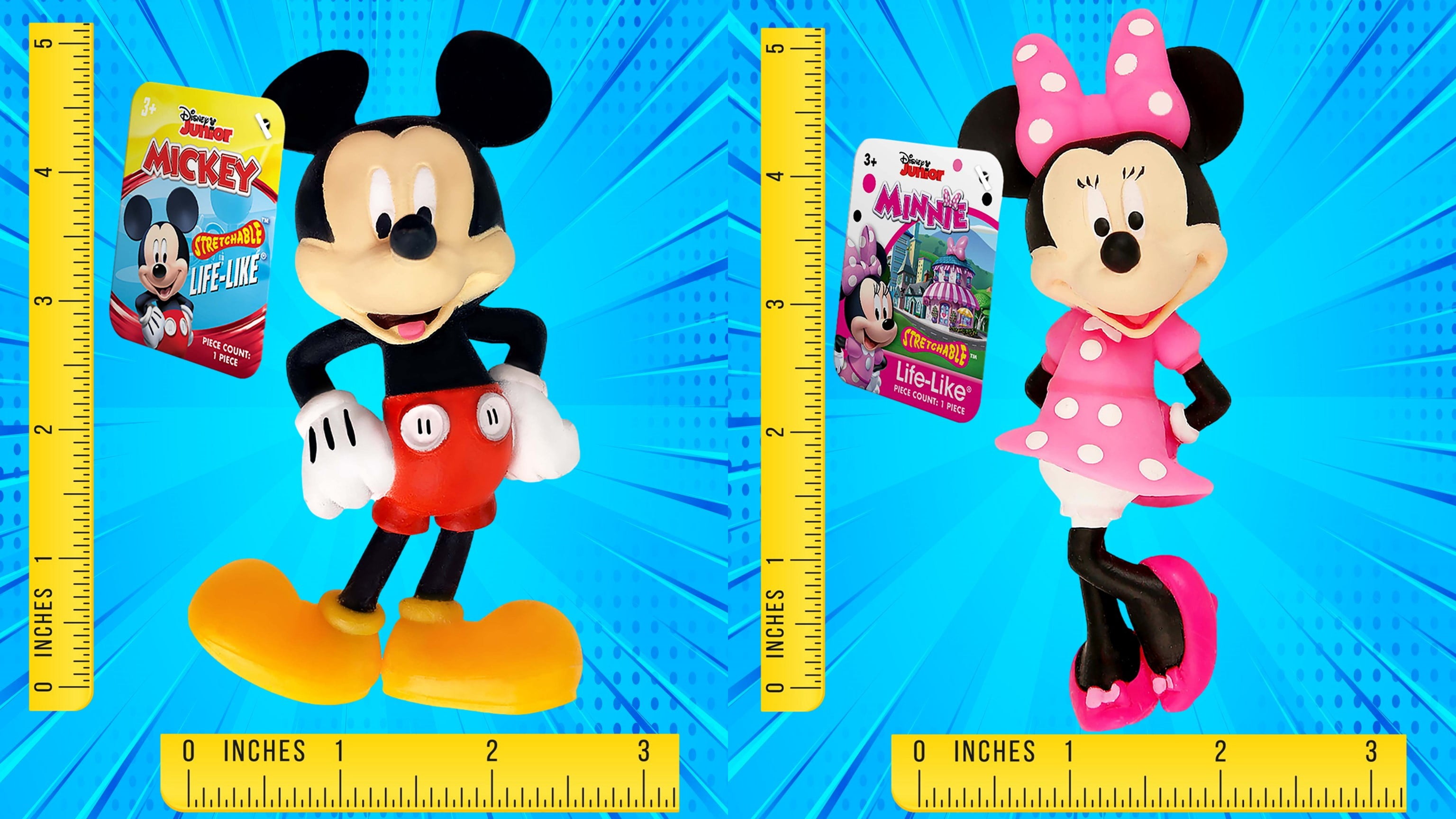 JA-RU Disney - Juguetes elásticos de Mickey y Minnie Figuras Squish & Pull  Toys (1 figura de Mickey), casa club Disney juguete calmante para la