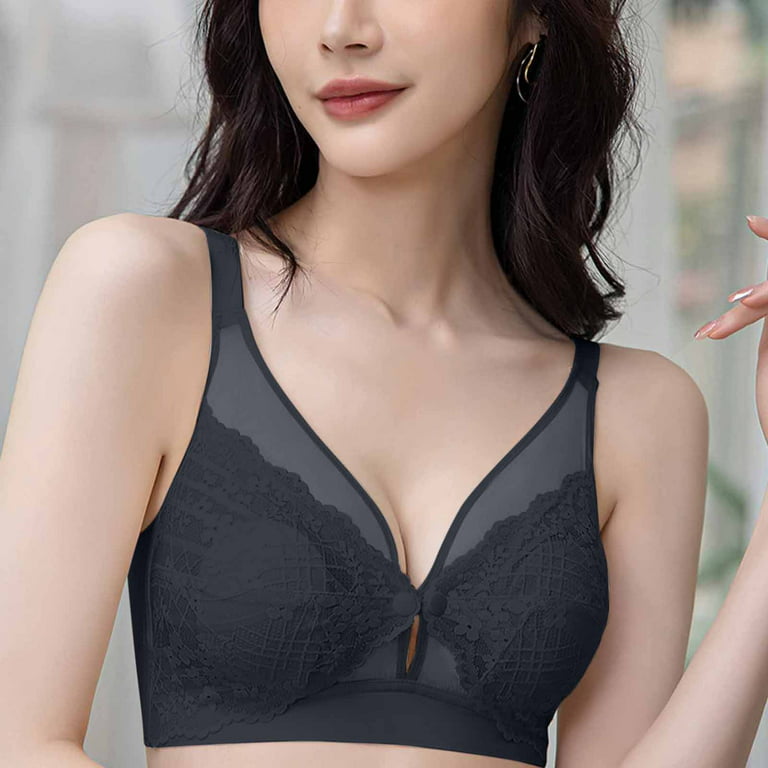 VerPetridure Bras for Women Plus Size Women's Sexy Ultra-thin Lace Bra  without Steel Ring Breast Front Opening Feeding Bra