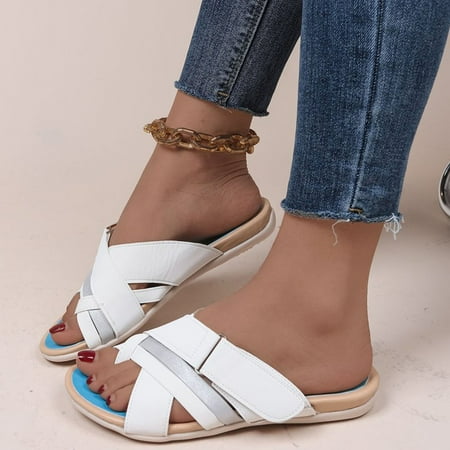 

Summer Women Open Toe Beach Sandals Roman Casual Flat Shoes Slippers Flip Flops