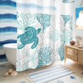 thumbnail image 5 of No Hook Shower Curtain, Turquoise Coastal Shower Curtains for Bathroom with See Through Top Window, Sea Turtle Nautical Coral Summer Beach Waterproof & Washable Bath Curtain 66"x72", 5 of 9