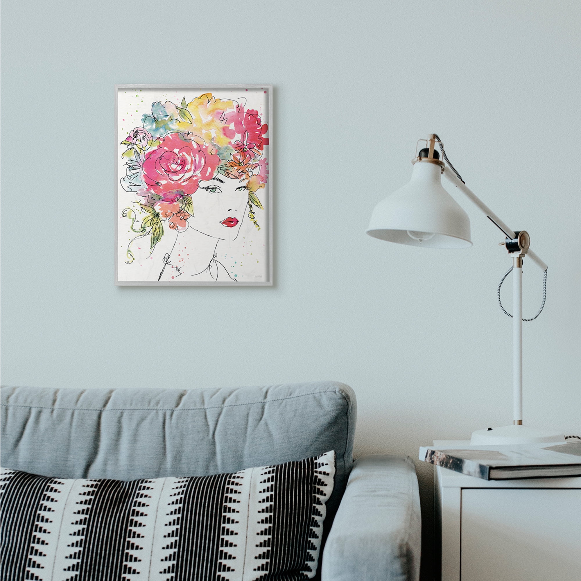 Stupell Industries Glam Fashion Flower Hair Figure Drawing Framed Wall Art by Anne Tavoletti