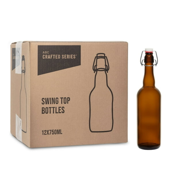 Amber Swing Top Beer Bottle with Closures 750 ml 25.4 oz (12/Pack