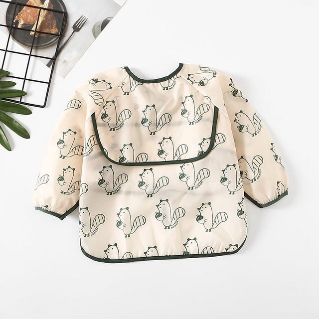 Paraguas para niños, babero impermeable de manga larga, mono impermeable para bebé, ropa de comedor impermeable de tafetán de poliéster para bebé