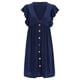 thumbnail image 4 of ICHUANYI Clearance Fashion Women Summer Casual V-Neck Button Solid Short Sleeve Dress(Navy, S) ICHUANYI WER2023080800383, 4 of 9