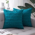 thumbnail image 1 of Nvzi Juego de 2 fundas de almohada decorativas de lino a rayas, 18 x 18 pulgadas, color verde azulado, 1 of 5