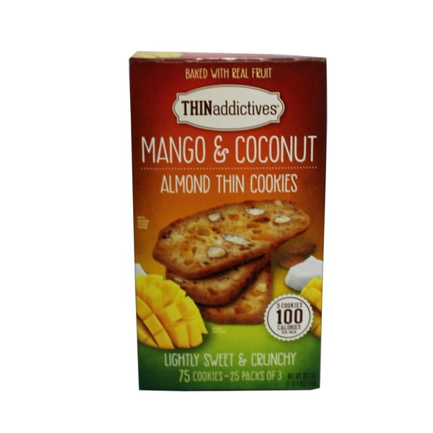 Thin Addictives Mango & Coconut Almond Thin Cookies 20.3 Ounce (25 Packs)