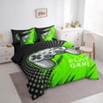 thumbnail image 3 of Manfei Gamepad Game Lovers 7-Piece Bedding Comforter Set,Circle Circular Pattern King Bedding Sets,Green Blue Bed Sheets For Kids,Luxury Bedroom Decor Reversible, 3 of 8