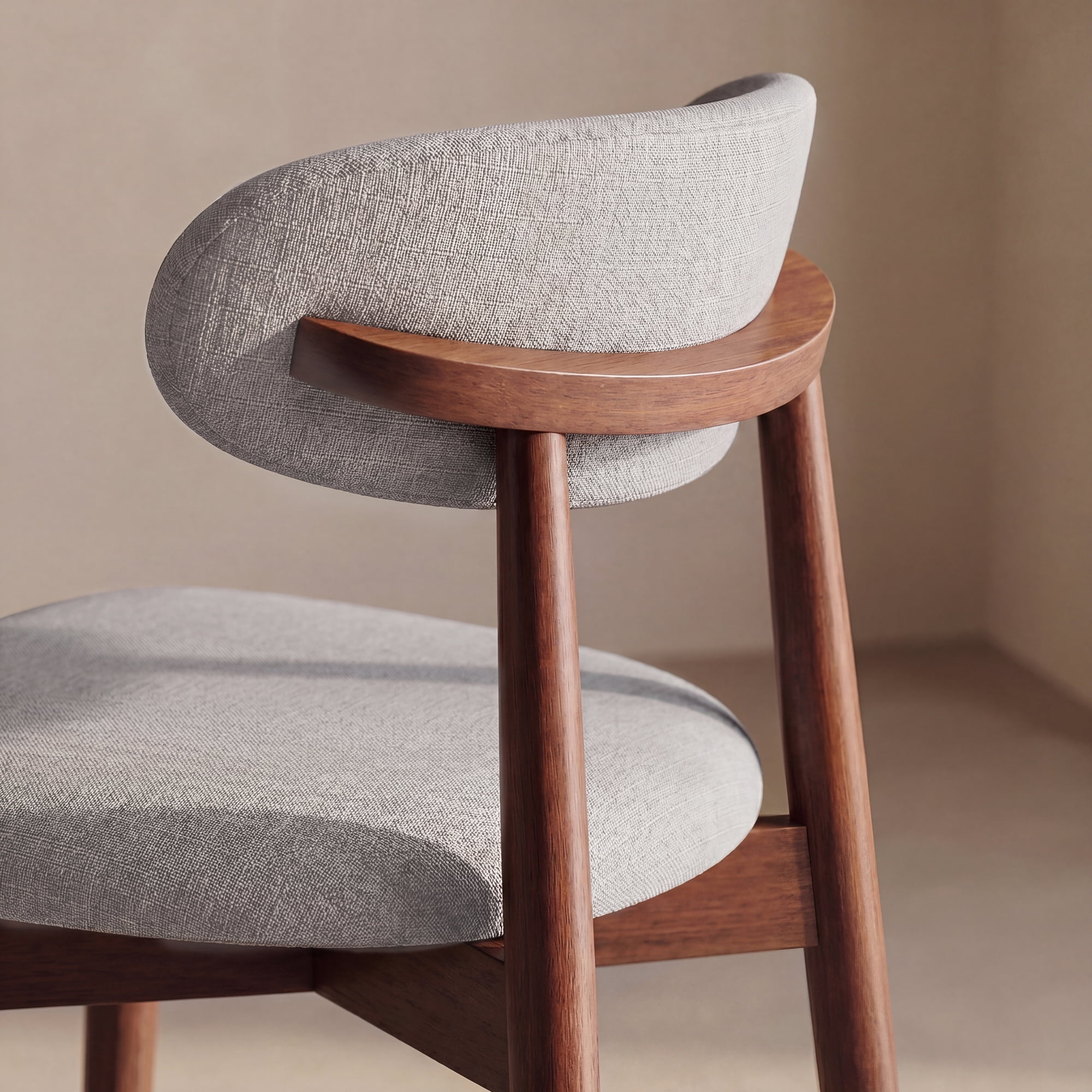 Set of 6 Upholstered Modern Dining Chair, Wooden Kitchen Side Chair for Dining Room and Café, Lightgrey