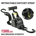 thumbnail image 3 of PEPWELL 1''x10' Self-Retracting Ratchet Strap - 1/2 Pack, 1500lbs Tensile Strength, Black E-Coating, Safety Clip S-Hooks, Rust-Proof for ATV/Motorcycle Cargo Tie Down, 3 of 15