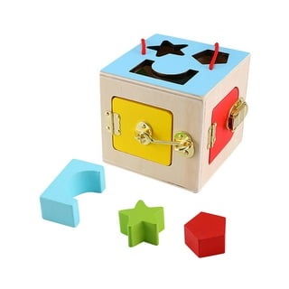  Beech Wooden Lock Box with 4 Different Doors & Various Lock  Mechanisms Helps Develop Probelm Solving Skills,Montessori Wooden  Educational Toy,Learning Fine Motor Skills Activity Board for 1+ Years :  Toys 