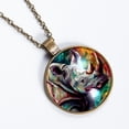 thumbnail image 2 of Abstract Rhinoceros Necklace Personalized Custom Photo Round Pendant Adjustable Stainless Steel Necklaces with Gift Box for Men Women Mothers Valentine's Jewelry Gift, 2 of 6
