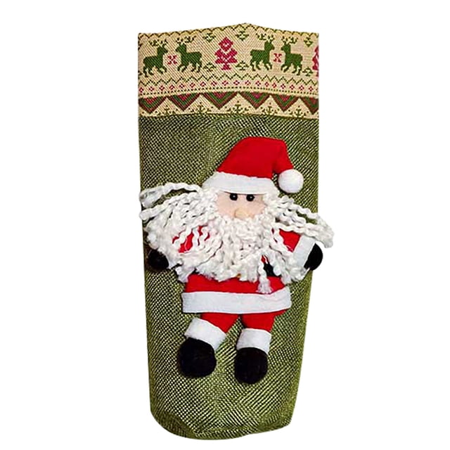 Fiudx Fundas Navideñas para Botellas de Vino, Decoración Festiva, Diseño con Cordón Rojo y Dorado, para Uso En Hoteles y Hogares, Fáciles de Usar, Juego de 2 Piezas, Perfectas para Fiestas Navideñas.