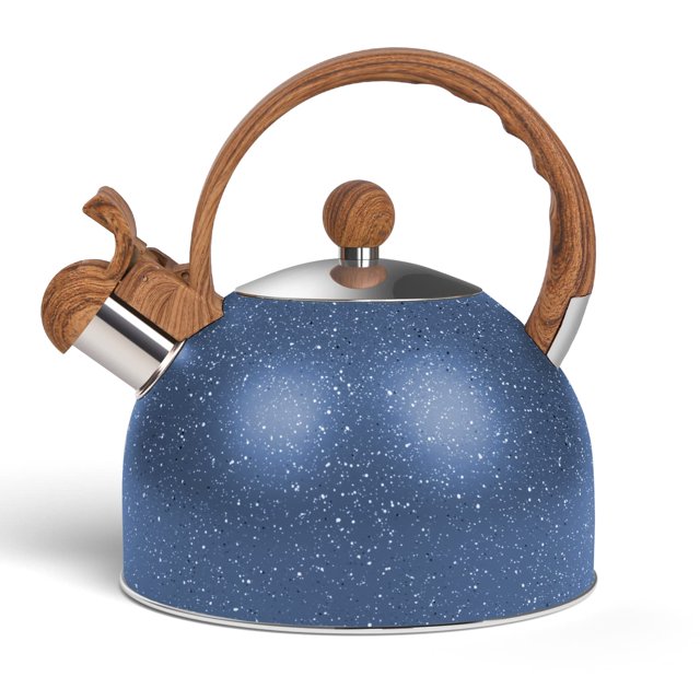 Tetera silbadora Awvlvwa de acero inoxidable de 2,5 L, azul