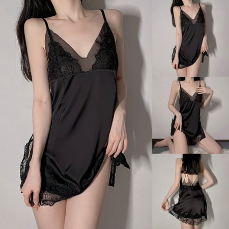 

Valentines Day Gifts! UHUYA Sexy Lingerie For Women Tights Ladies Sexy Lingerie Sexy Tight-fitting Stretch Net Pajamas One-shoulder Strap See-through Tights Black M