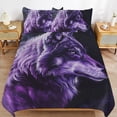 thumbnail image 6 of 3 Pcs Soft Bedding Set, Includes 1 Duvet Cover with Zipper And 2 Pillow,Shams Purple Wolf King(102"×90"), 6 of 8