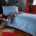 thumbnail image 2 of Azul Espacio Exterior Planetas Niños Ropa de Cama Twin Funda Nórdica Set Rockets Estrellas Azul Marino, 2 of 4