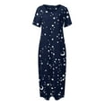thumbnail image 4 of Women's Sleeveless Nightgown Women Casual Short Sleeve Star Moon Print One Shoulder Pockets Loose Long Dress Nightgowns & Sleepshirts XXXL, 4 of 5