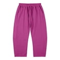 thumbnail image 4 of iHPH7 Women's Elastic Waist Cropped Trousers Cotton Linen Barrel Capris with Pockets Drawstring Casual Boho Summer Beach Lounge Bottoms Hot Pink S, 4 of 7
