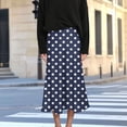 thumbnail image 4 of Summer Maxi Skirts for Women Satin Fashion Boho Long Skirt Trendy Floral High Waist A Line Beach Skirt Vacation Outfit Navy S, 4 of 7