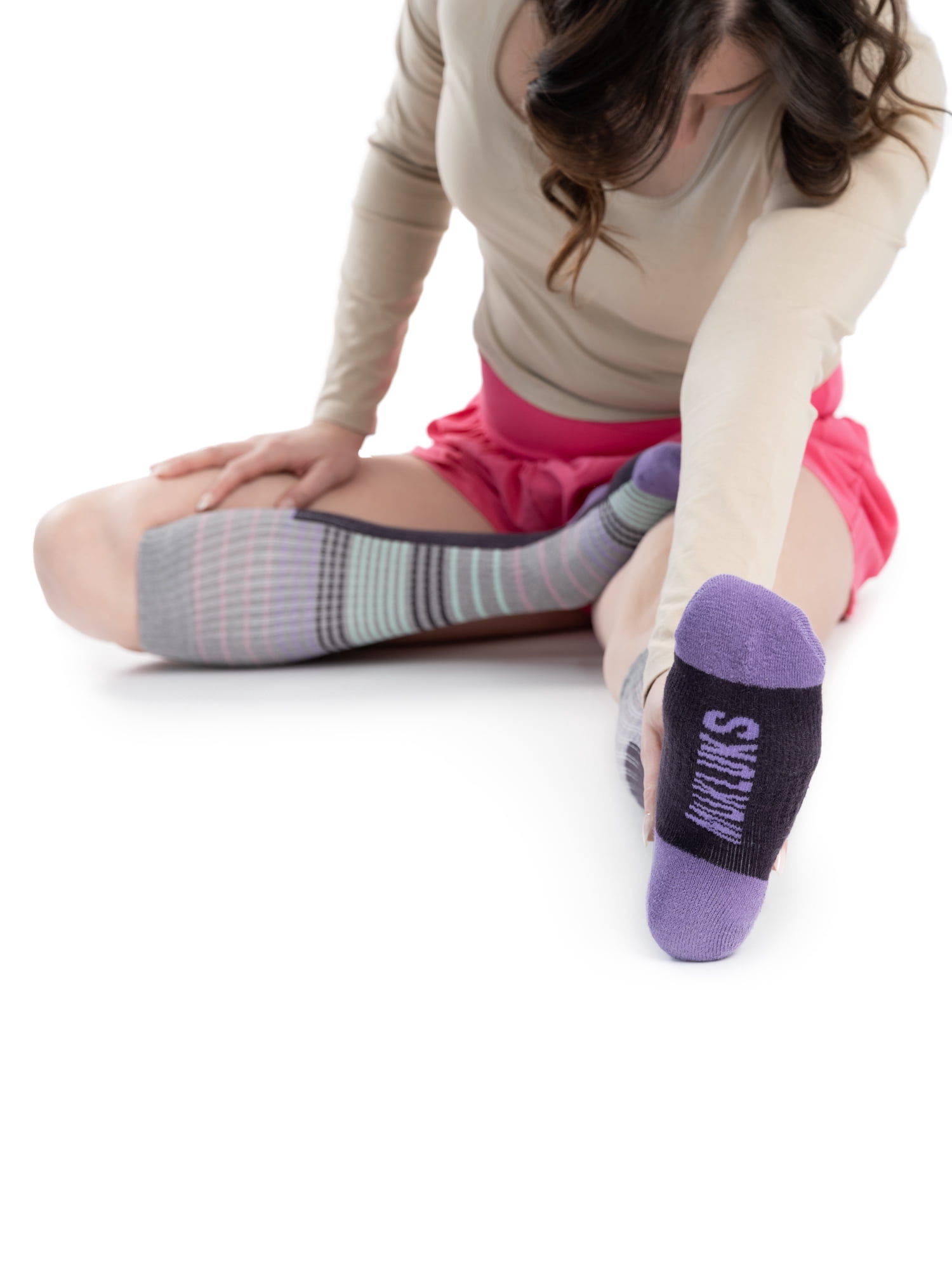 MUK LUKS Women's Regular Width Compression Cotton Knee-High Socks, 2-Pack, Shoe Size 6-10