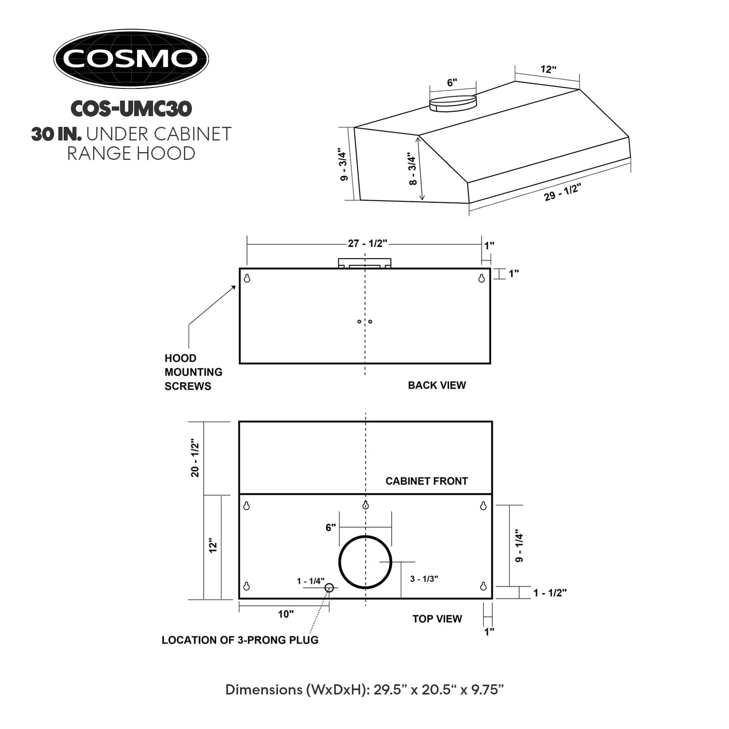 Pemberly Row 30" 380 CFM Ducted Under Cabinet Range Hood in Stainless Steel