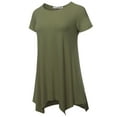 thumbnail image 2 of SSOULM INCH & FIT Women's Round Neck Short Sleeve Asymmetrical Hem Tunic Tank Top. Made in U.S.A, 2 of 5