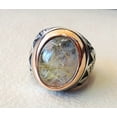 thumbnail image 3 of Golden Rutile Mens Ring, Natural Golden Rutilated Quartz, Quartz Silver Jewelry, 925 Silver Ring, Gift, Heavy Mens Ring, Arabic Design, Ottoman Style Ring, Christmas, Turkey Mens Signet Ring, 3 of 6