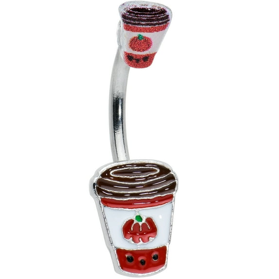 Body Candy Womens Steel Piercing Sweet Pumpkin Latte Autumn Spice Double Mount Belly Button Ring