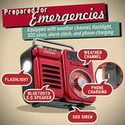 FosPower Portable Emergency Radio With 5.0 Bluetooth Speaker, AM FM, 2000 mAh Portable Power Bank, Hand Crank, Solar Charging, Flashlight, SOS Alarm