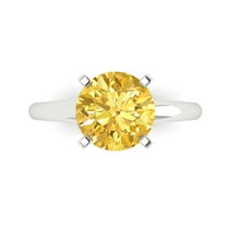 2.5 ctw Solitaire Anniversary Ring for Women | Round Cut Natural Citrine | Hyperallergenic Solid 18K White Gold