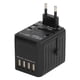 thumbnail image 2 of Adaptador de viaje universal USB C Enchufe internacional Convertidor de energía Múltiples tomas de corriente 100‑240 V CA Negro, 2 of 9