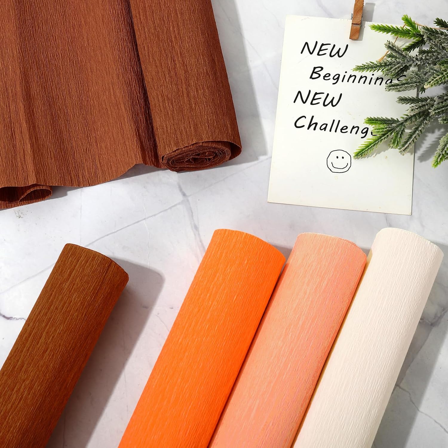 8 Rolls 65.6ft Fall Crepe Paper Streamers 25 x 250cm 4 Colors Party Streamers Fall Brown Orange Theme Crepe Paper Roll Decorative Craft Streamer for DIY Gift Wrapping Crafts Decor