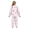 thumbnail image 3 of Fluffy Pajamas Set Fuzzy Winter Warm Pj Sets Pullover Tops and Long Pants Pink Roses and Bows Large, 3 of 8